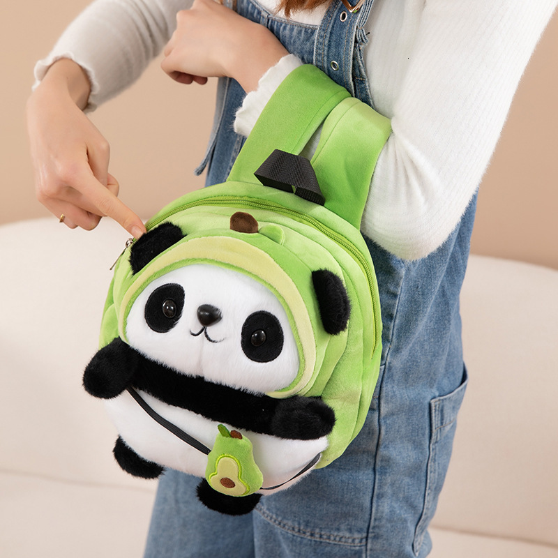 New Plush Toy Handsome Children's Panda Doll Avocado Strawberry Backpack Wholesale