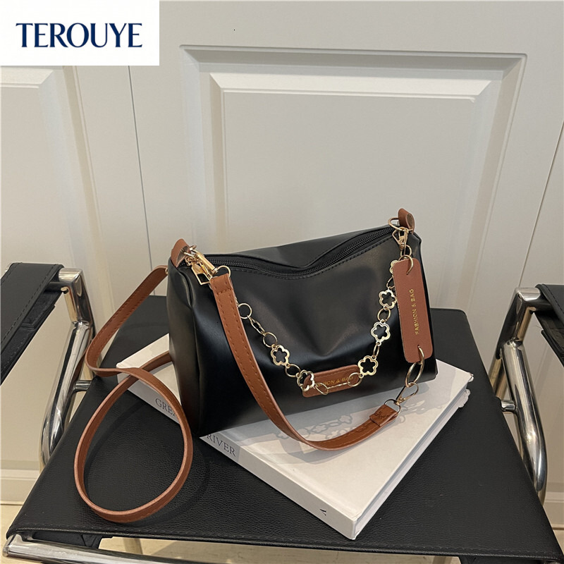 TEROUYE Autumn and winter new fashion trend women's shoulder bag, Korean style niche chain handbag, retro elegant style luxury