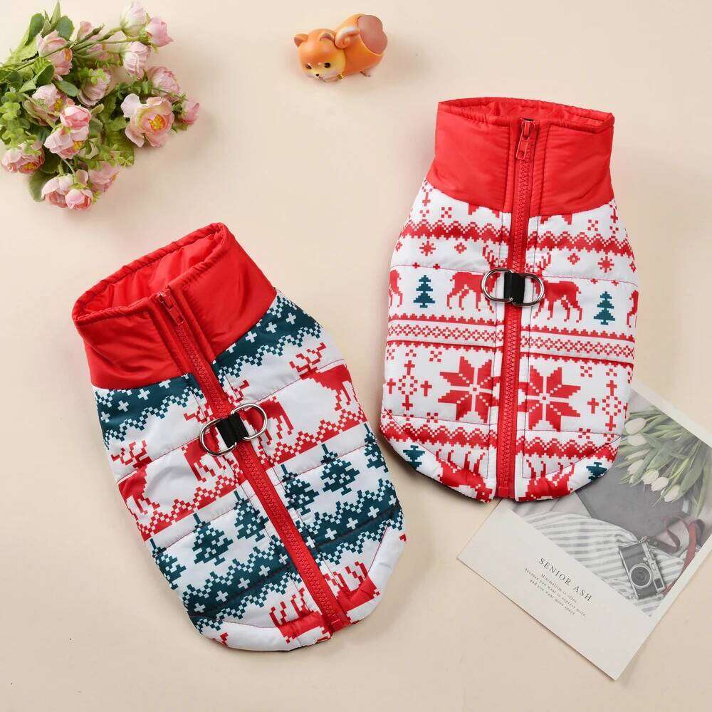 Christmas Pet Costume For Small Medium Dogs New Year Party Dog Coat With D-ring Deer Print Pets Outfits Bulldog Yorkshire Jacket XJ260127