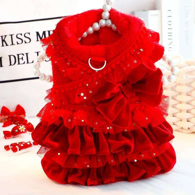 Luxury Coat Autumn Winter Cat Princess Custome Multi-layer Pleated Clothing for Small Dog Pet XJ260127