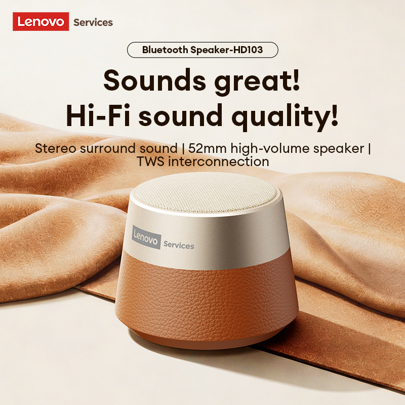 Lenovo HD103 Bluetooth 5.4 Speaker Portable TWS Dual Device Connection Laptop Speaker Deep Bass Car Speaker Long-Lasting Battery Life Outdoor Camping 