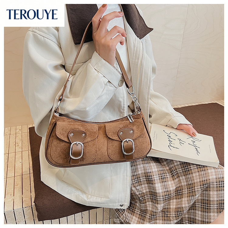 TEROUYE Autumn/Winter New French Style Retro Light bag Luxury Fashion Personality Versatile Trendy Style Women's Underarm Bag bag