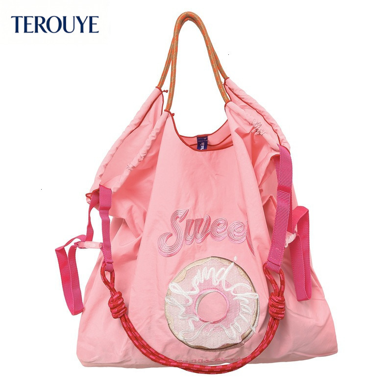 TEROUYE Autumn and winter new Japanese style niche embroidery shopping bag nylon fashionable simple style handbag women's shoulder bag
