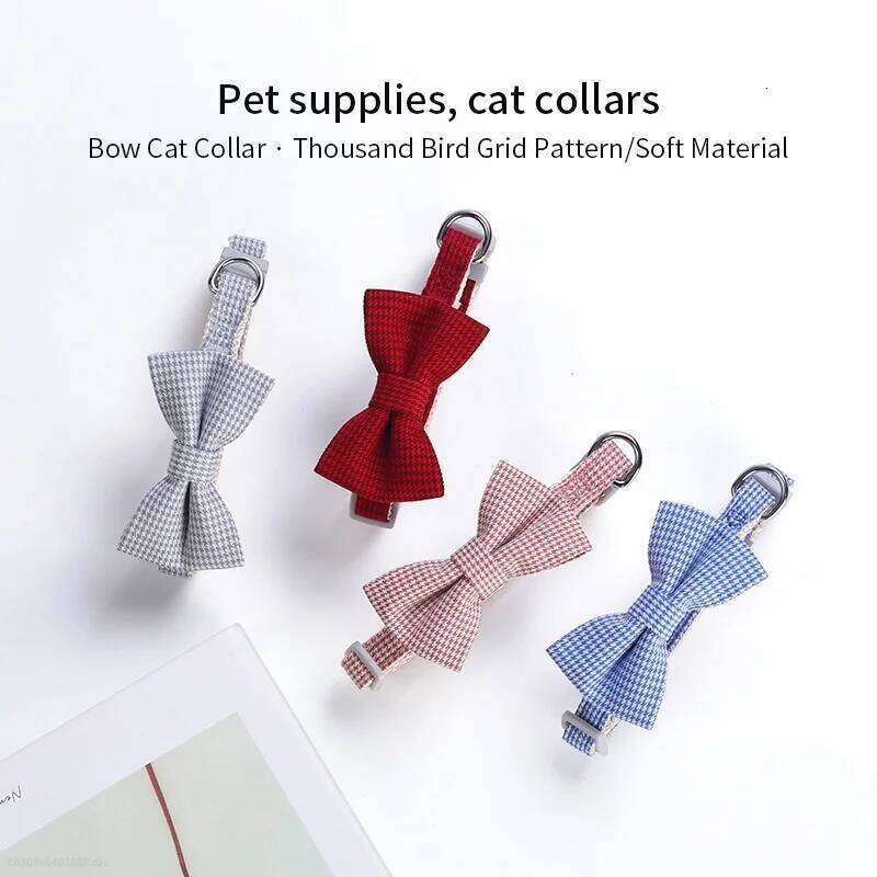 Collar Adjustable Durable Collars Cute Bow Kitten Necklace Soft Bell Puppy Lead Pet Product Dog Supplies Cat Accessories
