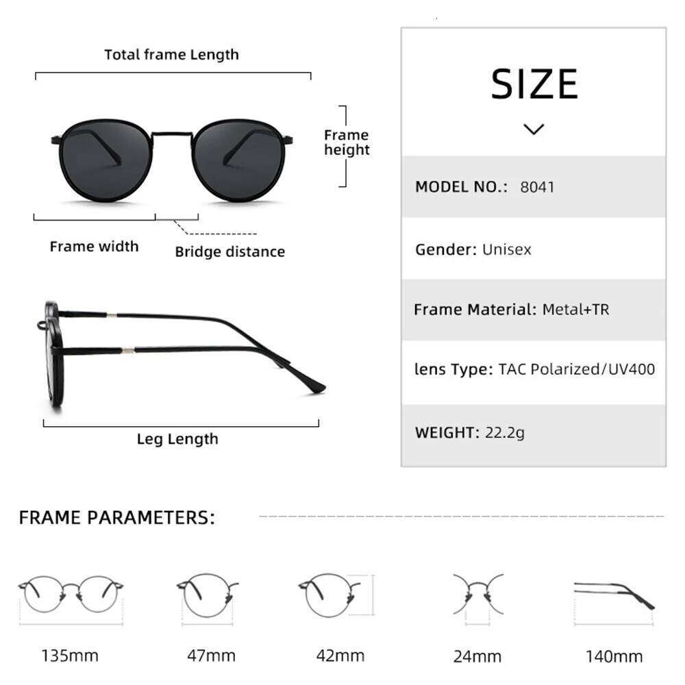 KLASSNUM Vintage Round Polarized Sunglasses Men Metal Frame Fashion Luxury Brand Sun Glasses Driving Eyepiece Z260127