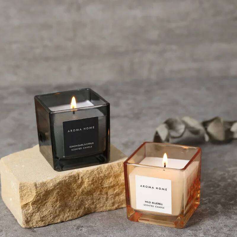 Ins Style Vintage Square Glass Jar Scented Essential Oils Soy Wax Candle Aromatherapy Home Decoration Birthday Xmas Gift Y260127