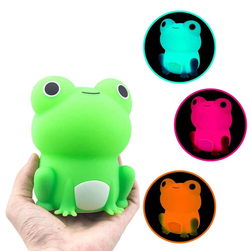 Lamp for Kids Frog Soft Silicone Sleeping Night Dimmable Timer Rechargeable Colorful Light Room Decor Children Gifts Z260127