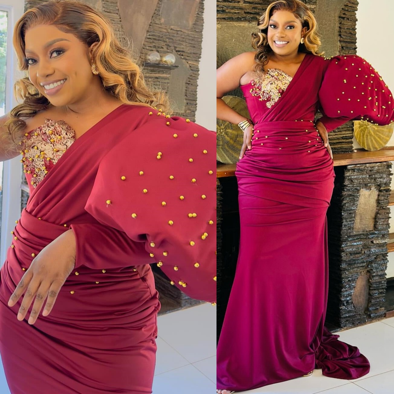 2026 Plus Size Burgundy Mermaid Mother Of Bride Dresses One Shoulder Pearls Satin Evening Party Mama's Dress Vintage 50's Birthday Wedding G