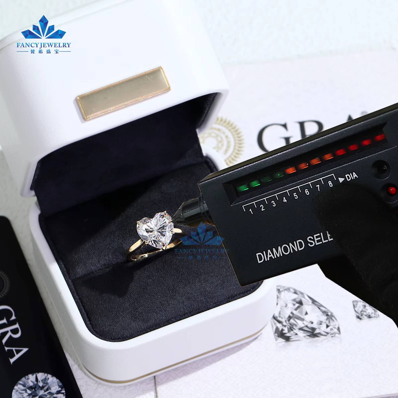 Luxury Jewelry Custom S925/10K/14K/18K Heart-Shaped Moissanite Rings 2Ct 3Ct 4Ct Wedding Engagement Jewelry for Women