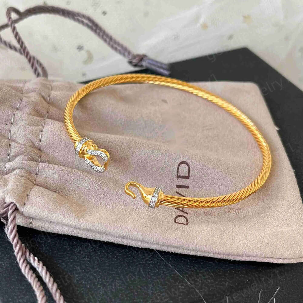 2026 New AAA Designer David Yurmon Yurmanbracelet Cable Silver Gold Jewelry Pearl Women Men Bangle Trendy 3Mm Horseshoe Bracelet 14F