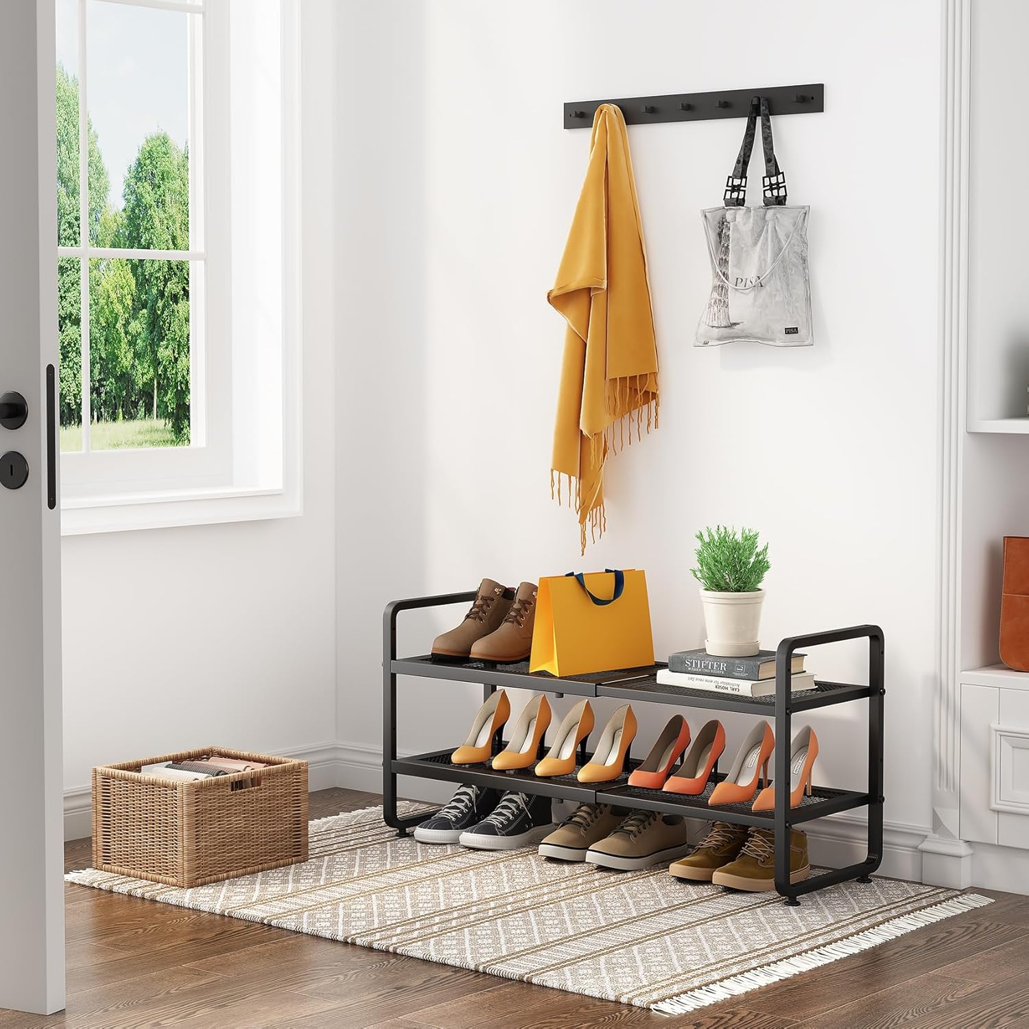 SNTD Shoe Rack - Expandable Shoe Organizer for Closet, Adjustable Metal Shoe Shelf Storage