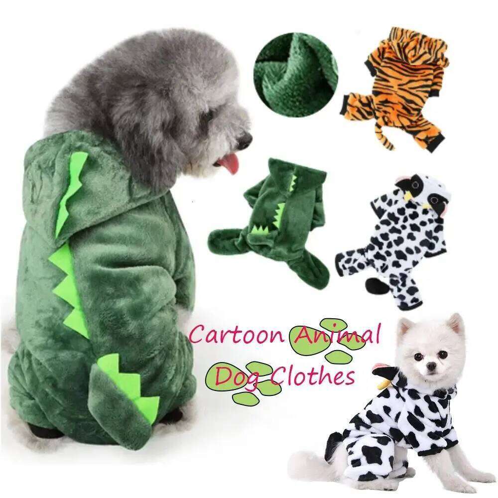 Cute Cartoon Animal Clothes Warm Fleece Pet Clothing Dog Jumpsuit Puppy Cat Dinosaur Outfit French Chihuahua Jacket XJ260127