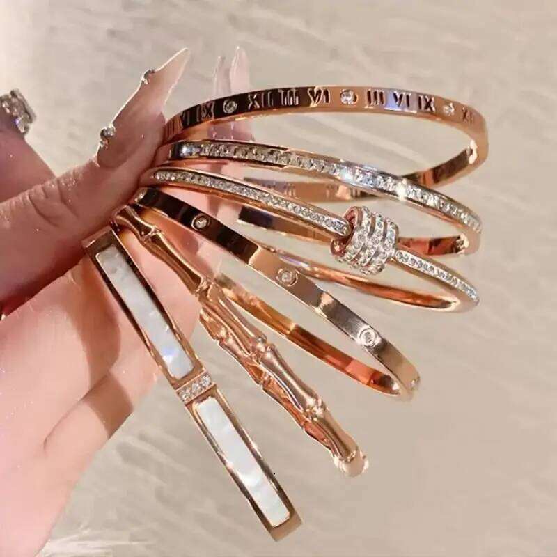 1pc Titanium Steel Fashion Classic Style Women Simple Bracelet Prime Circle Inlaid Zircon Daily Wear Jewelry Wholesale XJ260127