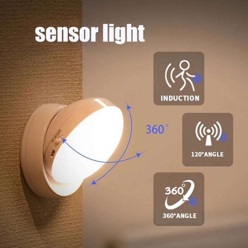 360 PIR Motion Sensing Light Round Energy Saving Bedroom USB Rechargeable Night Closet Bedside Stairs Induction Smart Lamp Z260127