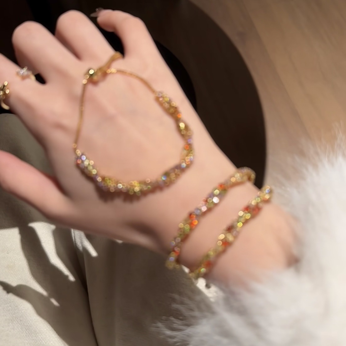 Colorful Zircon Inlaid Pull-out Bracelet Fashion Versatile Light Luxury Style Elegant Temperament Design Sense Women's Jewelry - view 5