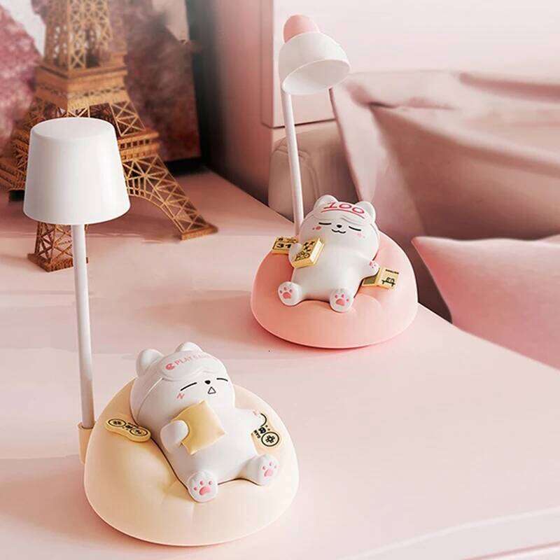 LED Table Night Light Cartoon Cute Pet Animal Bear Pig Cat Dog USB Recharge Battery Child Eye Protection Warm White Desk Lamp Z260127
