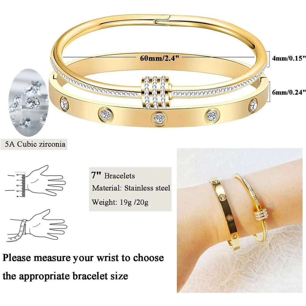 Hot Sale Gold Plated Double-Layer Bracelet CZ Inlaid Luxury Bangle Women Fashion Trendy Jewelry Perfect Gift for Daily Wear XJ260127