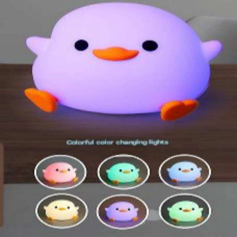 LED night light cute duck cartoon animal silicone lamp children pat variable 7 colors timeable USB rechargeable birthday gift Z260127
