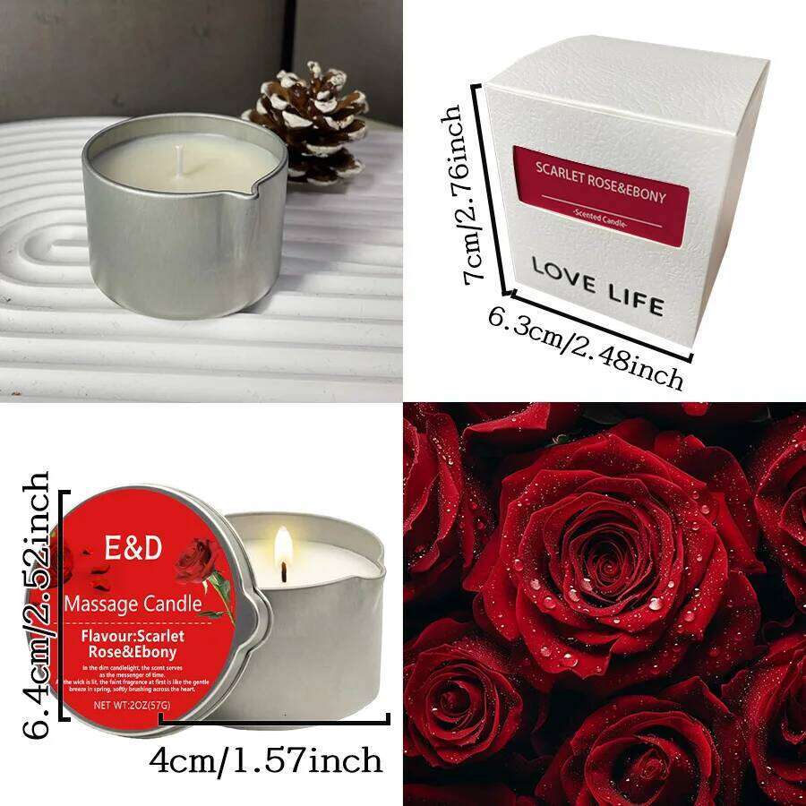 1pc Rose scented Body aromatherapy Candle,Massage /2oz Massage Oil Candle forPure Relaxation and Home SPA Y260127