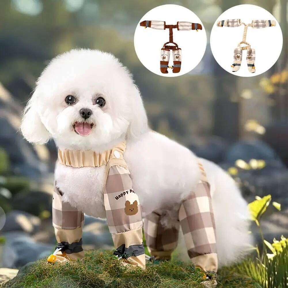 Reflective Stripe Pet Strolling Going Out Pants Full Leg Protection Dust-proof Dog Boot Leggings Waterproof Adjustable XJ260127
