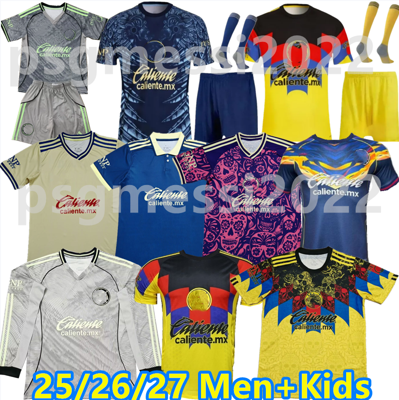 25 26 27 Club Americas Footballs Shirts Liga MX HENRY J.QUINONES D.VALDES 3RDJ. DOS SANTOS HOME AWAY Third Maillot K.ALVAREZ Uniforms Men kids kit Football Shirt 16-4xl