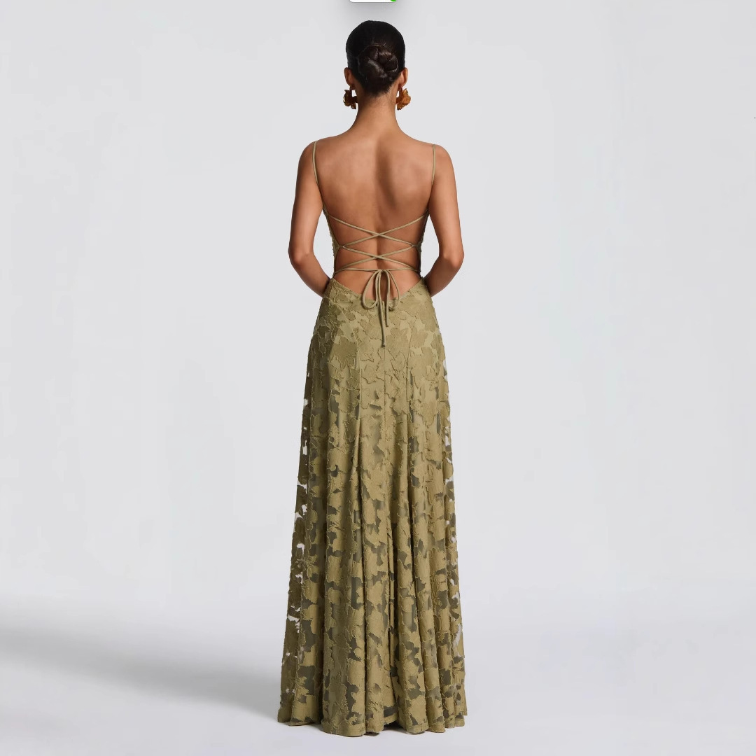 Beautiful Female Lead/sexy Suspender Chiffon Temperament Super Fairy Evening Gift Beach Long Dress Gentle Lady Sweet Luxury Women's Dress