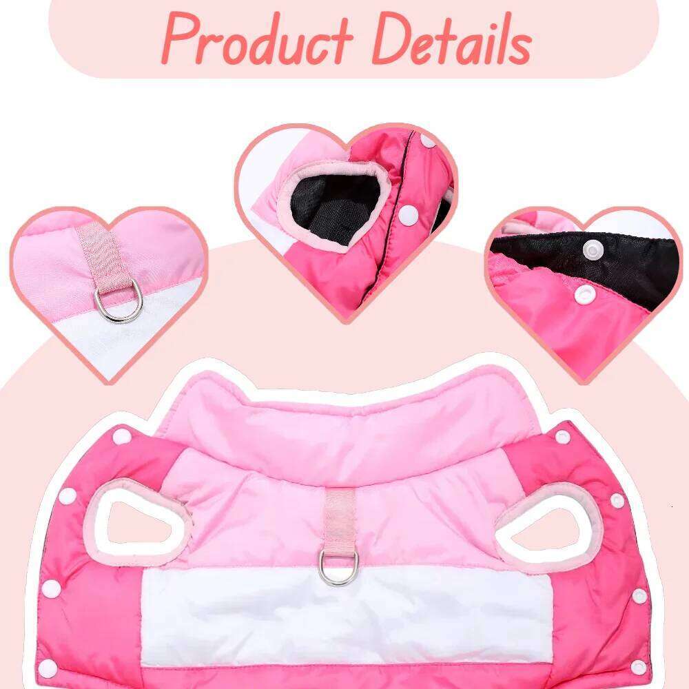 Warm Dog Jacket Button Winter Pet Clothes for Small Medium Dogs Waterproof Puppy Coat With D-Ring Yorkshire Bulldog Apparel XJ260127