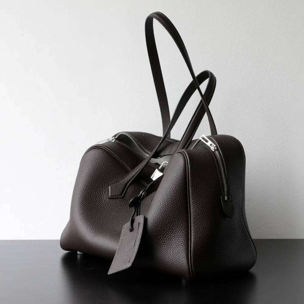 Luxury Bags Premium First Layer Cowhide Boston Genuine Leather Women's Simple Large Capacity Bowling Armpit Portable Messenger Bag Hot Selling BA
