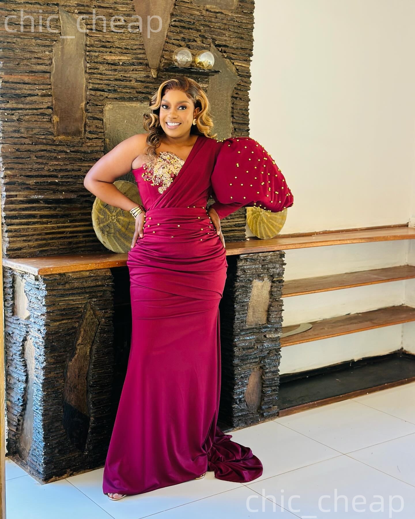 2026 Plus Size Burgundy Mermaid Mother Of Bride Dresses One Shoulder Pearls Satin Evening Party Mama's Dress Vintage 50's Birthday Wedding G