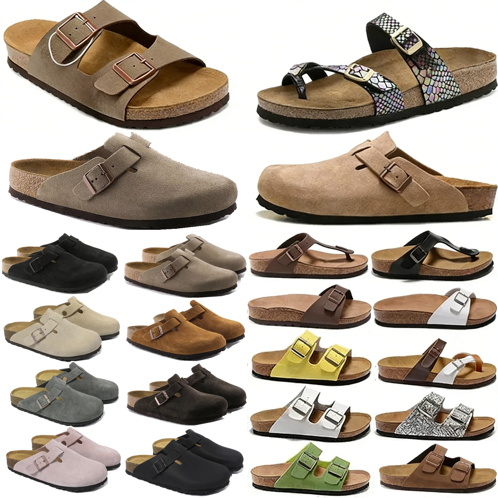 Designer sliders Clogs Sandals Slippers Cork Flat High Quality Fashion Summer Genuine Leather Slide Favourite Beach Casual Shoes Women Men Size 35-46