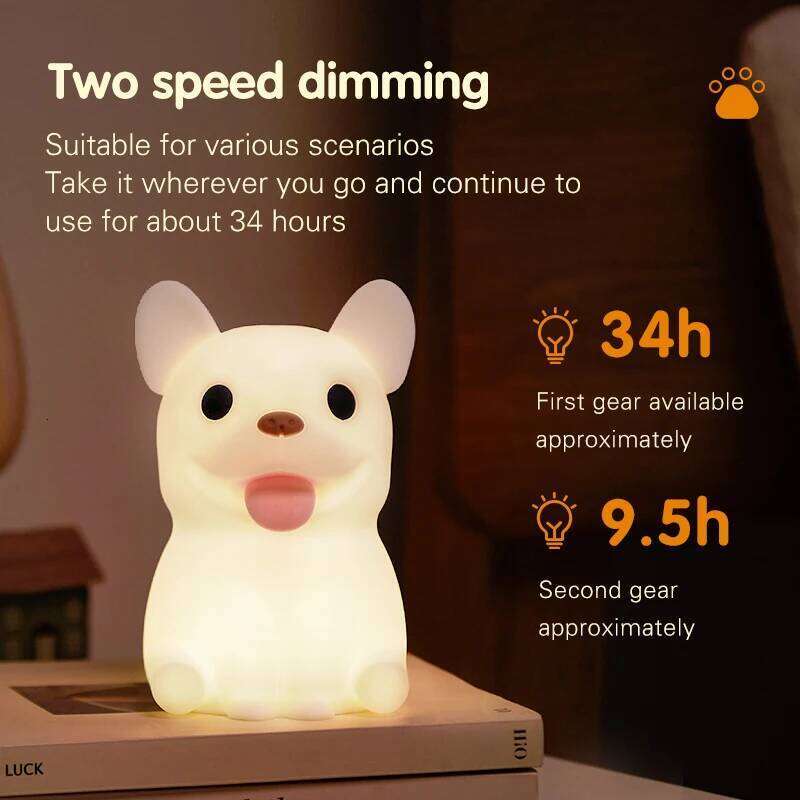 1pc Bulldog nightlight Room decorative Bedroom ambiance LED couples clap Cute animal lamp Sleep light Z260127