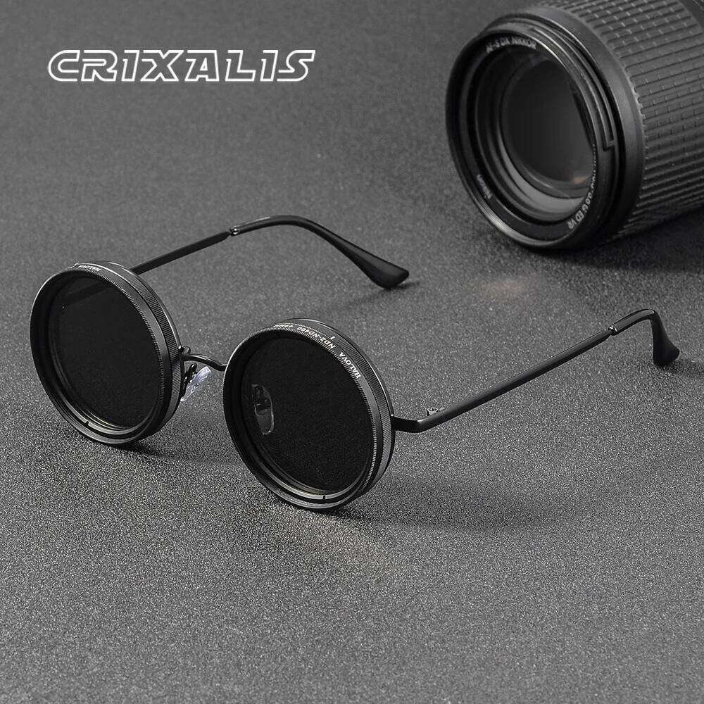 2026 CRIXALIS Adjustable Tint Sunglasses Men 1-9 Gears Round Polarized Glasses Women with ND Filter Lens Beach Shady Fishing Driving 26Y0127