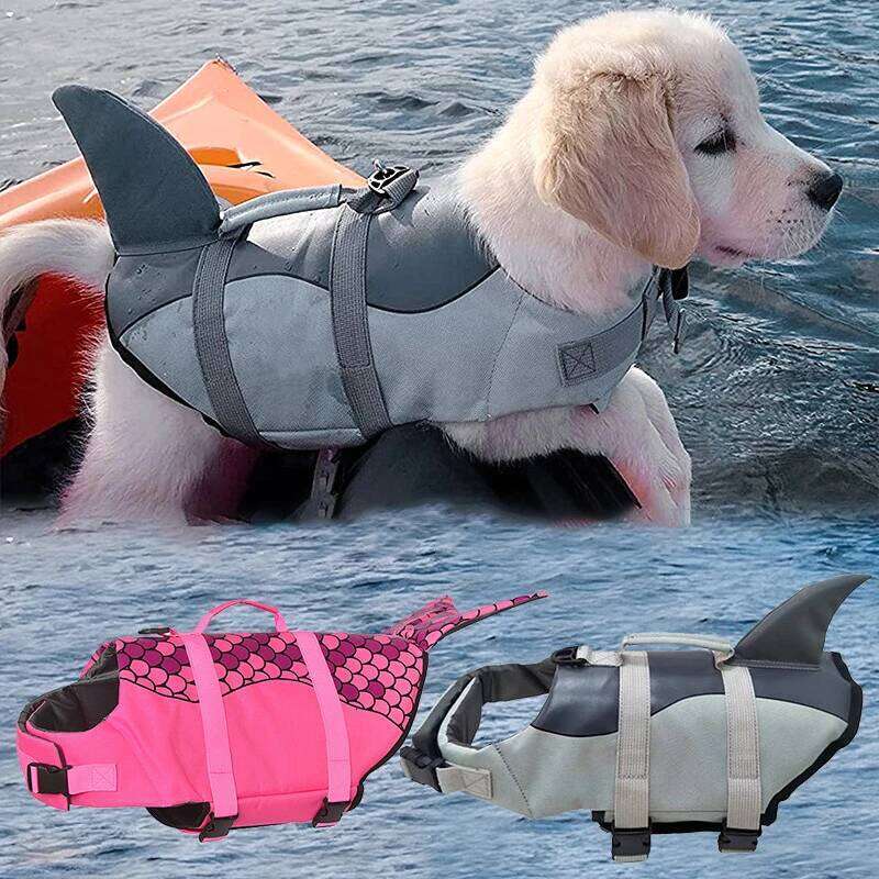 Lifevest Super Buoyancy Mermaid Shark Dog Life Jacket for Small Large Dogs Reflective Safe Puppy Swimsuit with Handle XJ260127