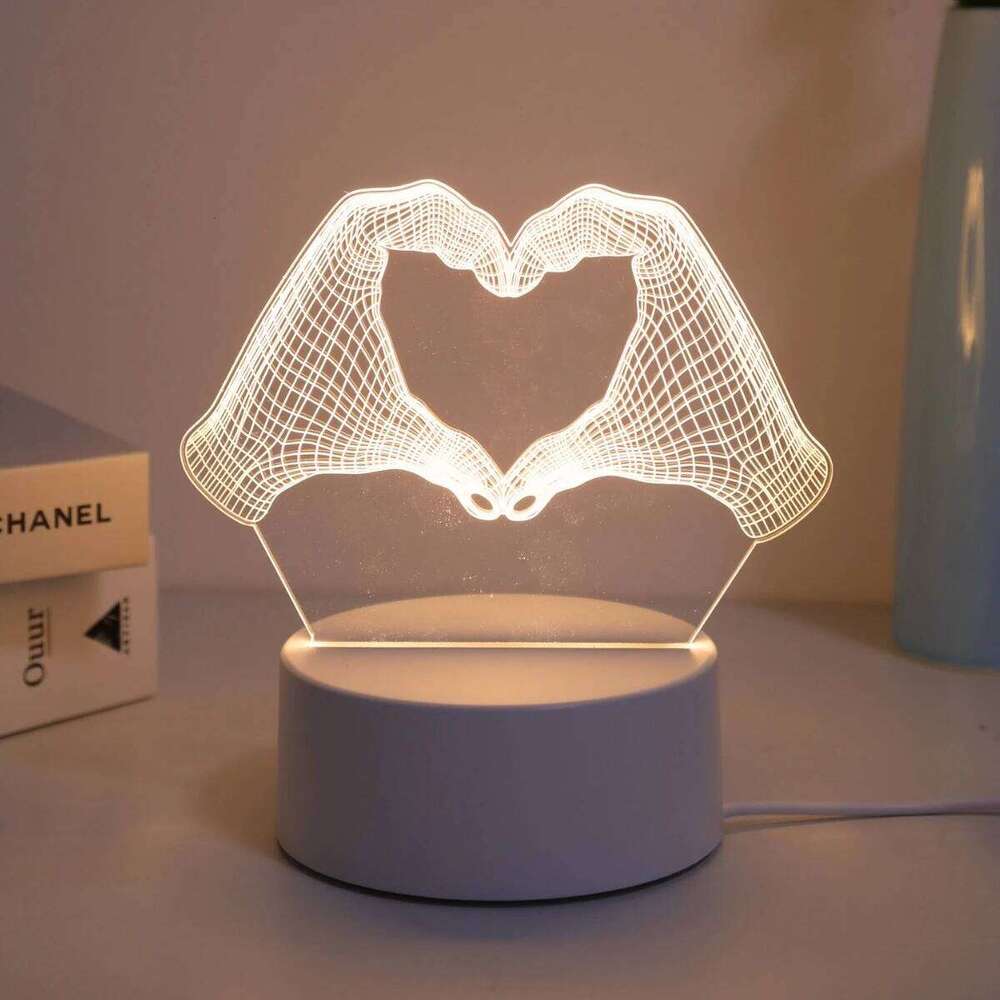 3D Two Hand Heart Night Home Desktop Christmas Decoration Fancy Lighting LED Room Birthday Gift Light Z260127