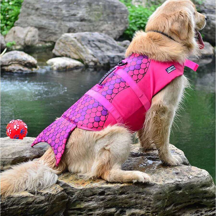 Pet Jacket Clothes Vest Collar Harness Dog Swimming Summer Swimwear Mermaid Shark Life jacket XJ260127