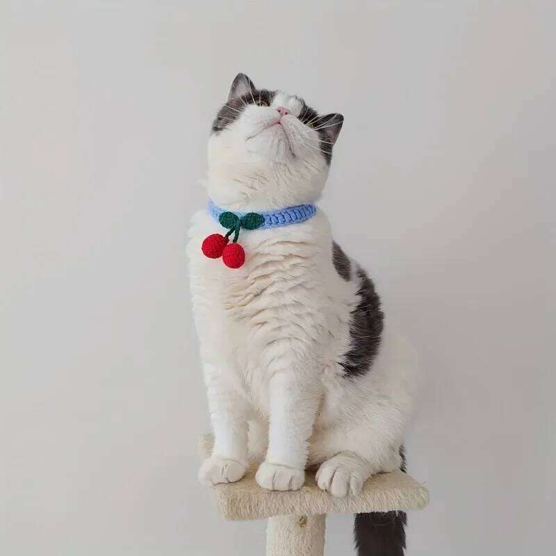 Hand-woven Pet Collars, Adorned With Cherries, Cute Necklaces, Cat Supplies, And Cat Accessories