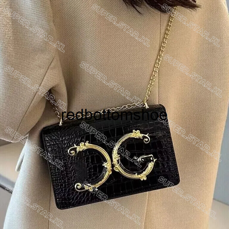 dg dolce e gabannas gabbana dolcegabbanna d g Bag Luxury Designer Bag Womans Bag Bag This Years New Chain Stone Pattern Small Square Bag Single Shoulder Crossbody 1LP5