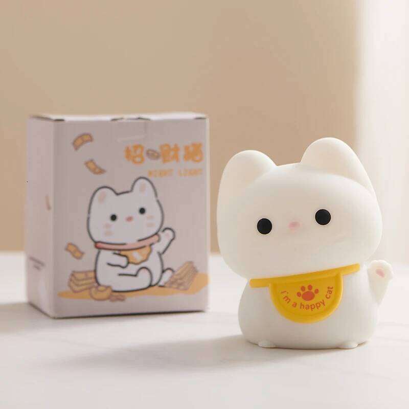 1pc Lucky cat LED night Room mood Bedroom decorative Cute animal lamp with sleeping light Z260127