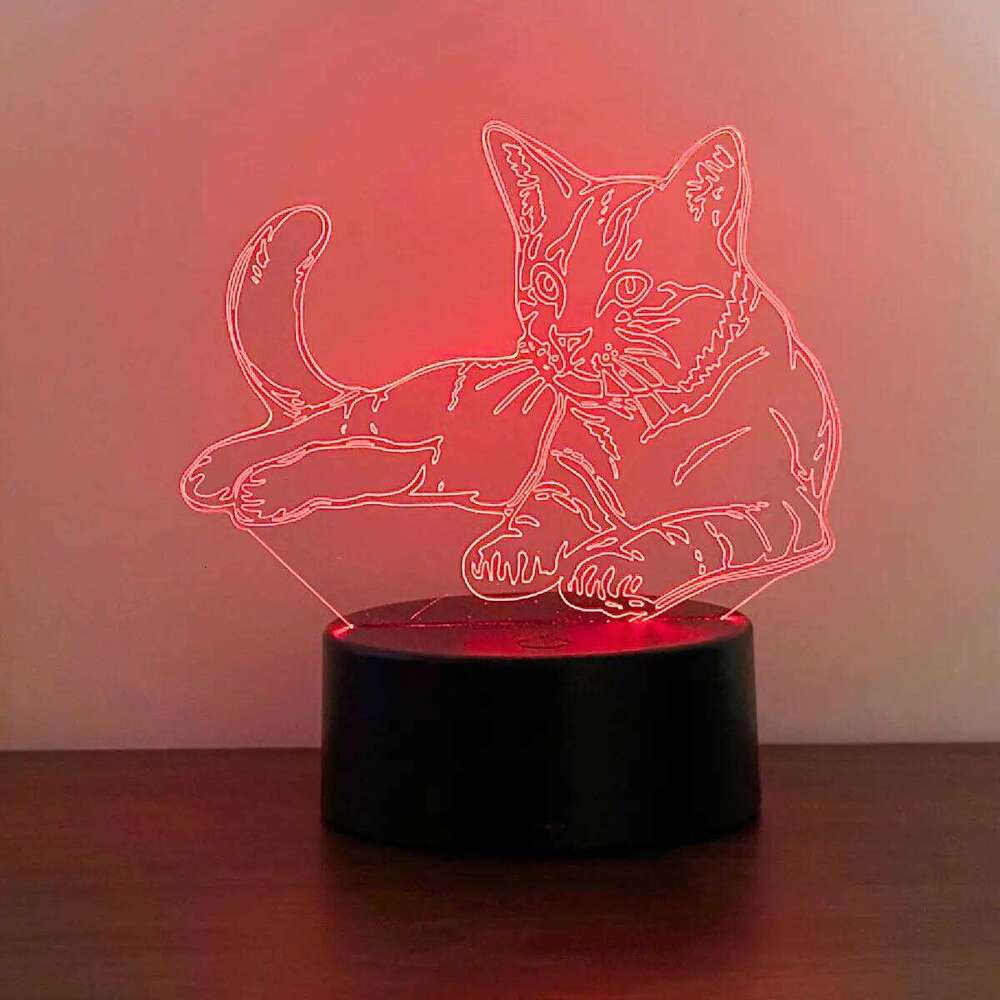3D cute cat night 7-color RGB ambient USB power supply, bedroom desktop party decoration light, gift light. Z260127