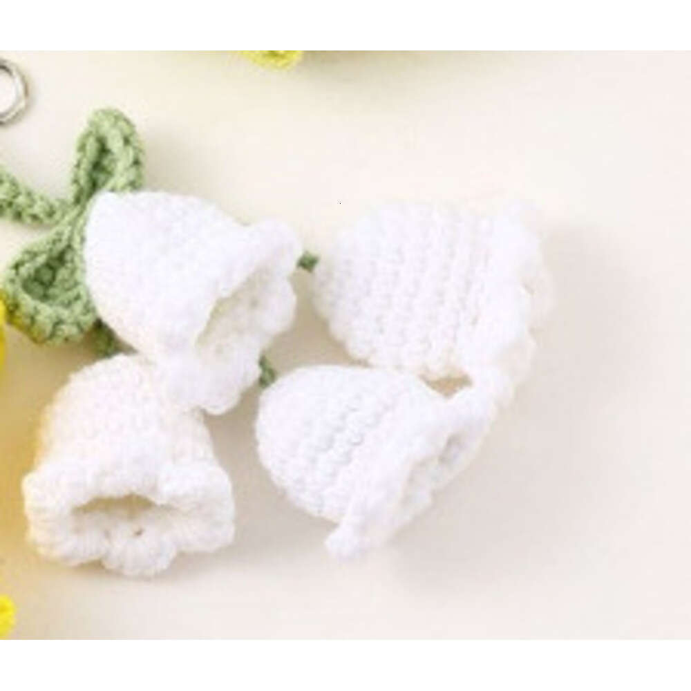 ins Korean Style Creative Cute Girl Pearl Chain Yarn Crochet Orchid Flower Keychain Bag Decoration S260126