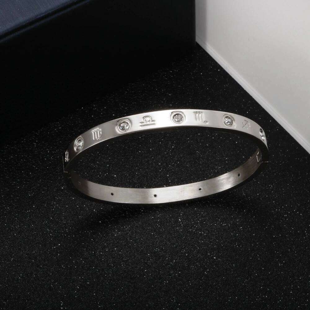 Stainless Steel High Quanlity Crystal Constellation Bracelet Bangles For Men Women Party Fashion Jewelry Gift XJ260127