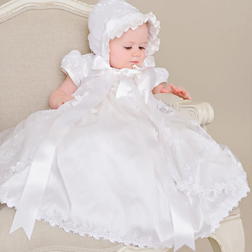Vintage Embroidery Baby Girl Baptism Dress 1st Year Birthday Party Wedding Christening Gown Infant Toddler Clothing 3 pcs Set 260124