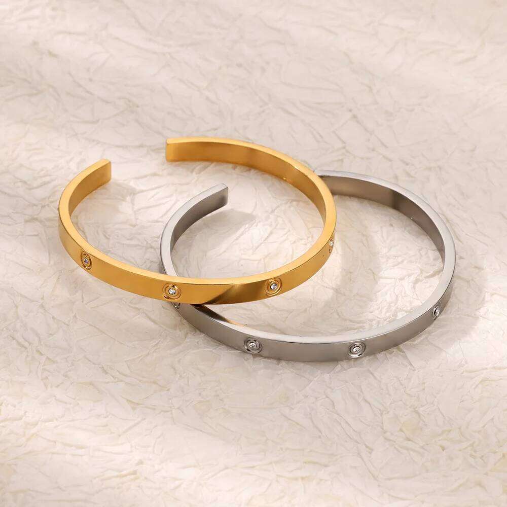 Luxury Brands Bracelets for Women Stainless Steel Bracelet Bangle 2024 Trend Cubic Zirconia Couple Wrist Jewelry pulseras mujer XJ260127