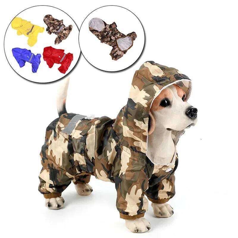 Dog Raincoat Outdoor Puppy Pet Rainwear Reflective Hooded Waterproof Jacket for Dogs Cats Apparel Clothes Supplies XJ260127
