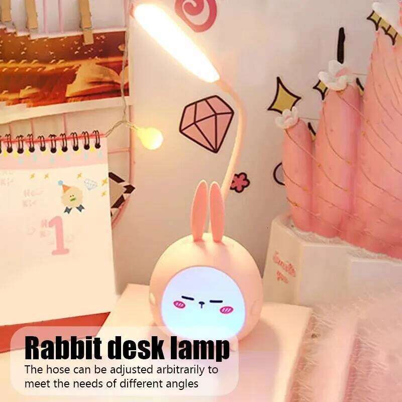 Desk Rabbit Cute Cartoon Lamp USB Rechargeable LED Reading Eye Protection Colorful Night Light New Z260127