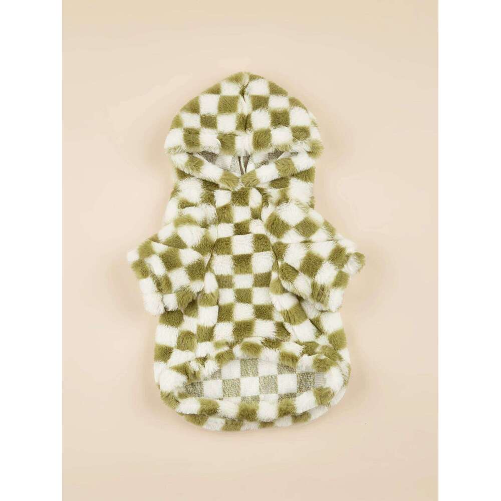 Pet Clothes Cat Puppy Hoodies Coat Plaid Sweatshirt Warm Outfits Small Medium Dog For Autumn Winter