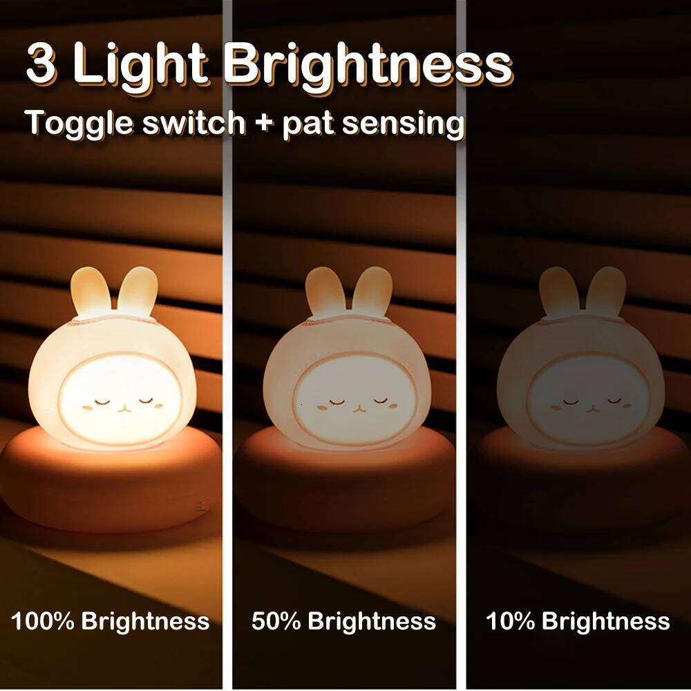 LED night lights for Children bedroom cute animal pig rabbit lamp Touch Sensor Dimmable child Holiday Gift USB Rechargeable Z260127