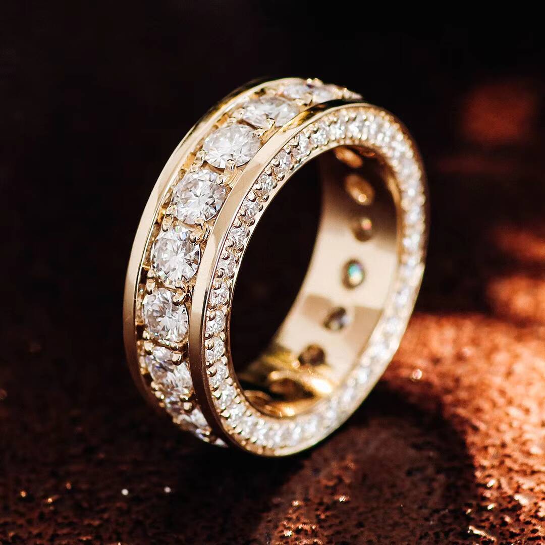 Custom Fine Jewelry 18K 14K 10K Yellow Gold Ring D Vvs1 Moissanite Diamond Ring Hip Hop Chunky Couple Rings for Men