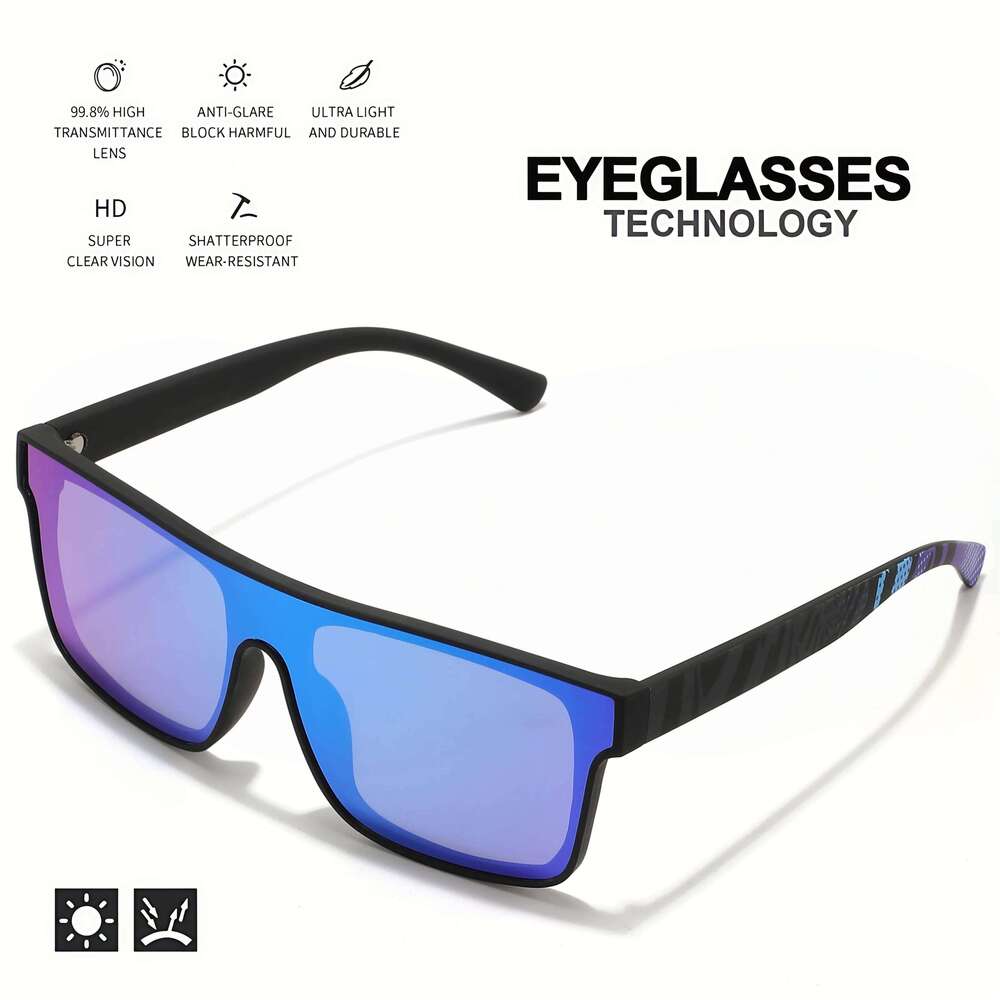 Classic Square Fashion Sports Sunglasses Patterned Temples, Unisex for Cycling, Hiking, Travel - Perfect Gift Z260127