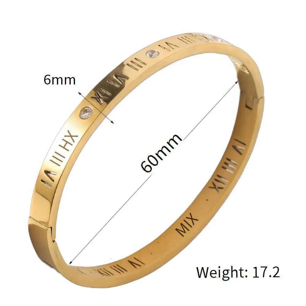 Hollow Roman Numerals Set With Diamonds, Popular Women's Bracelet, Fashionable Opening Buckle, Stainless Steel Jewelry XJ260127